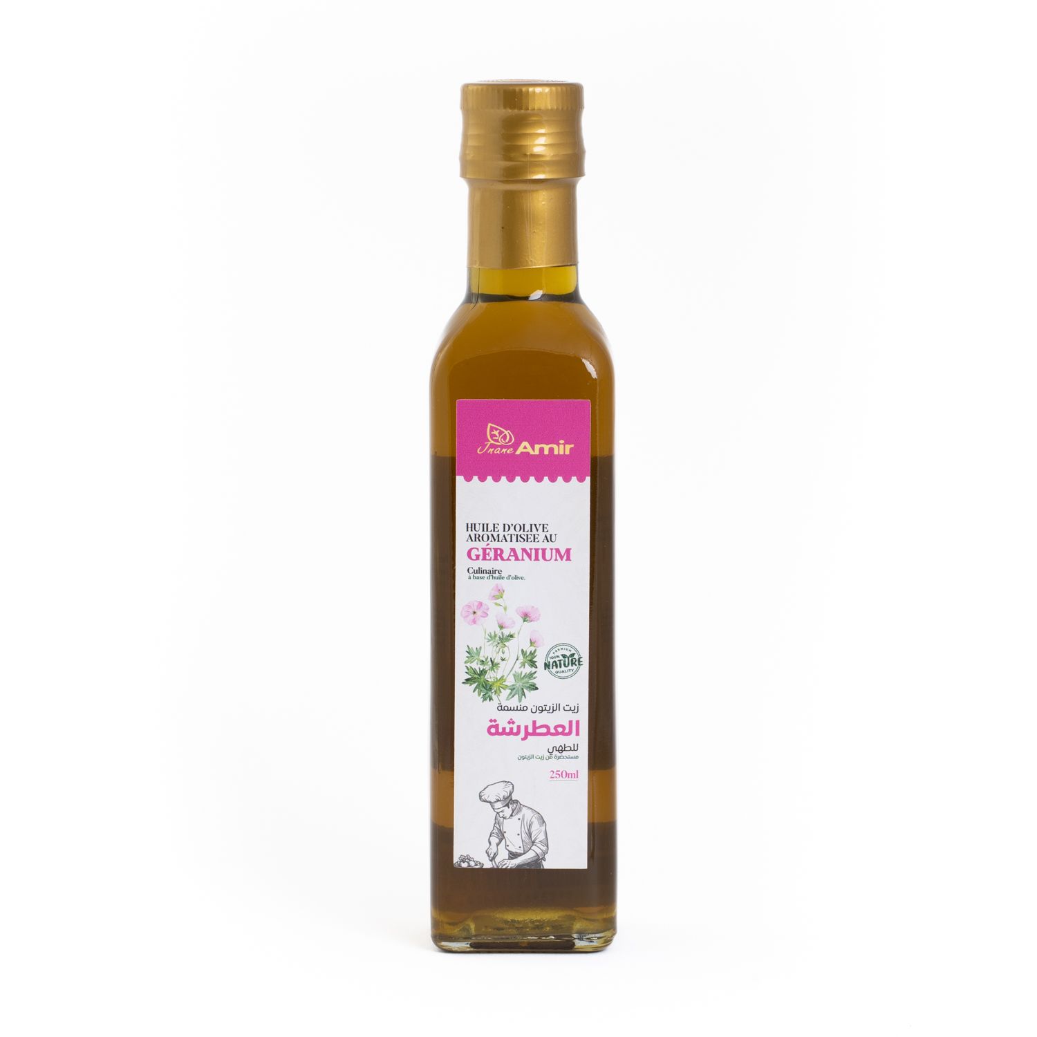 Huile Aromatisée Geraniaum à Base d’Huile d'Olive Extra Vierge 250 ml