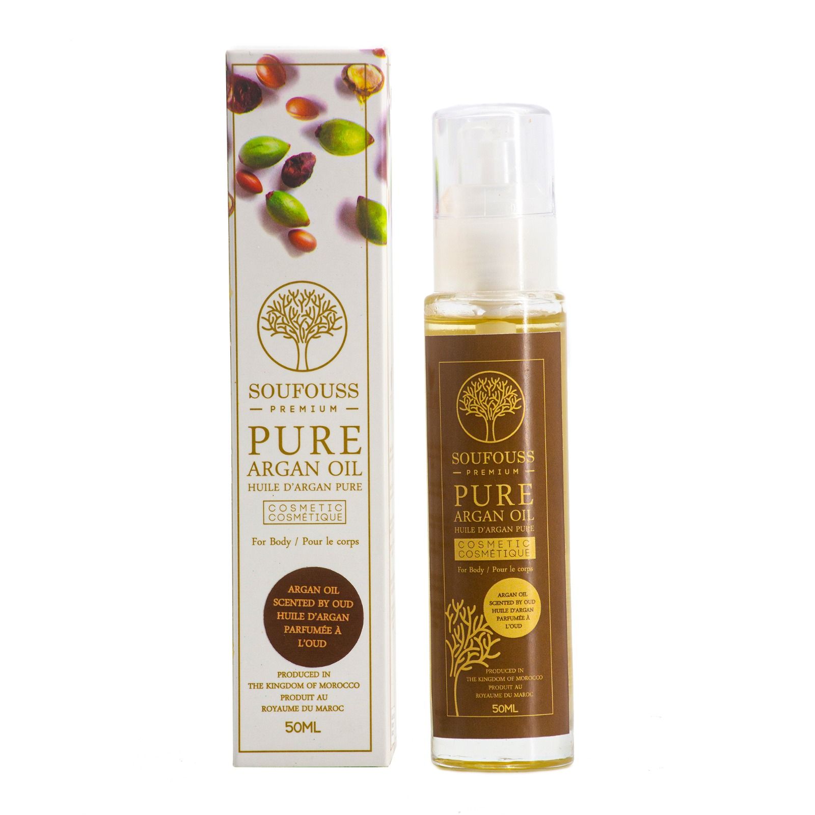 Huile d'argane parfumée à l'oud Flacon 50ml